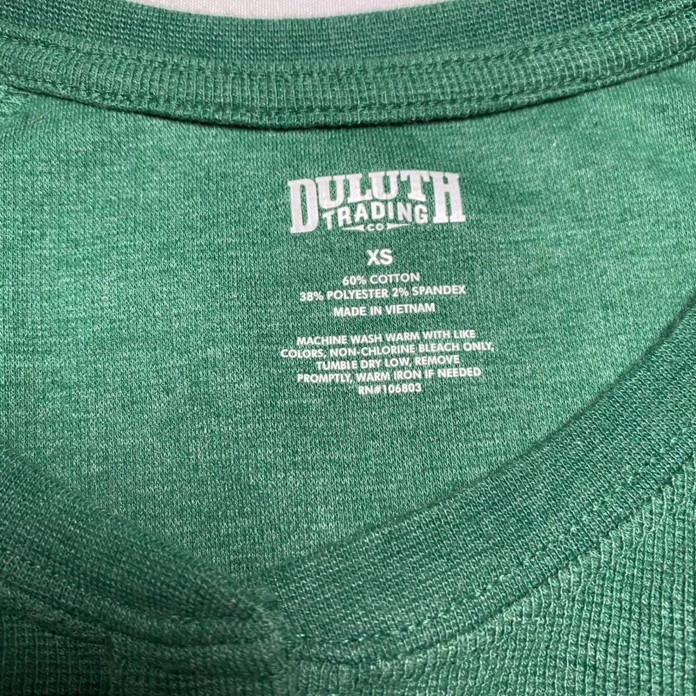 Duluth Trading Co Womens Henley Extra Small Green Waffle Knit Long Sleeve Top - Picture 4 of 4